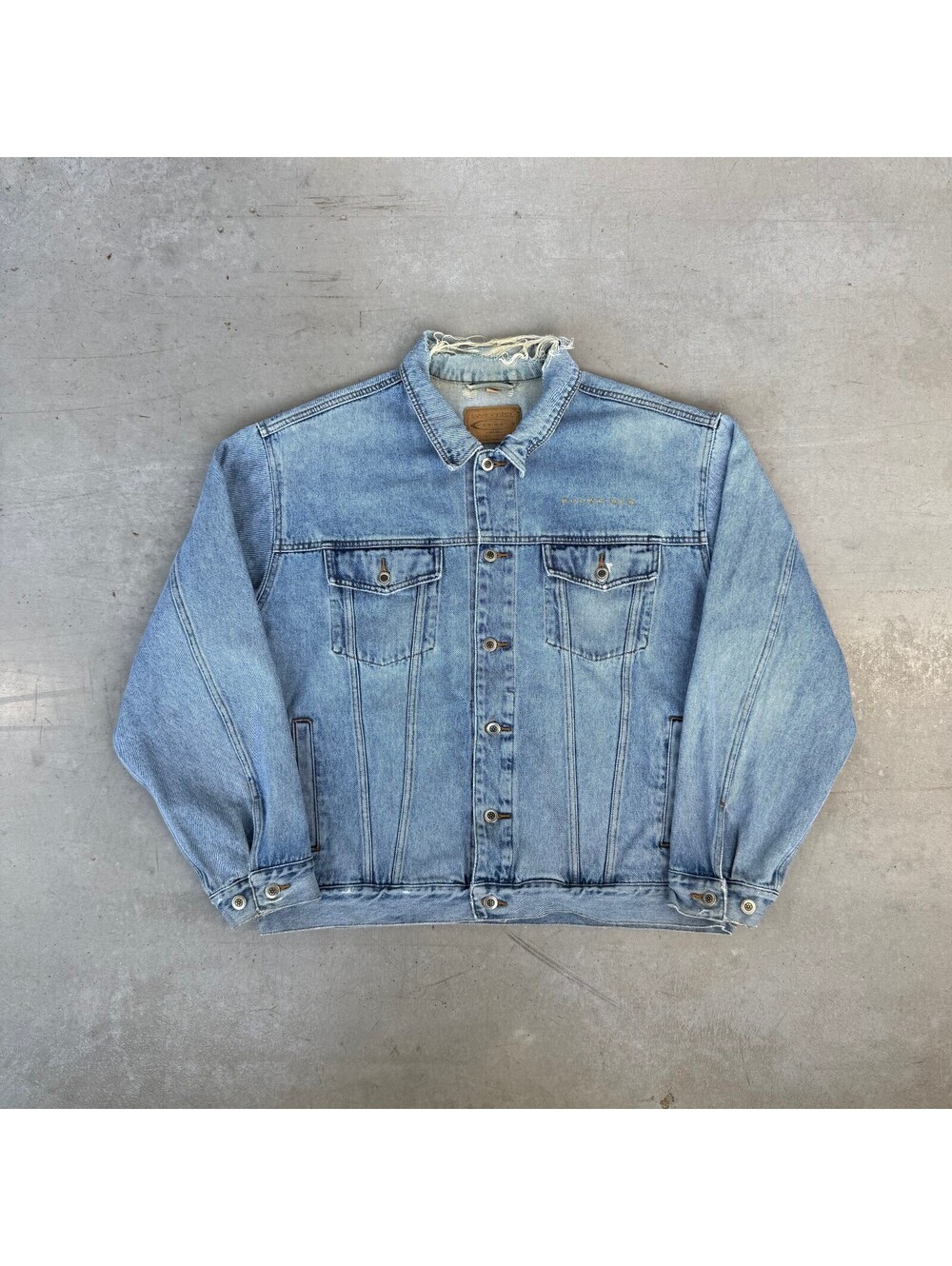 Vintage 90s Budweiser Embroidered Distressed Denim Jacket Extra Large Blue